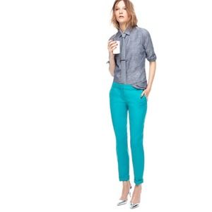 J Crew Cafe Capri Pants Womens Straight Leg Wool Cuffed Teal 6